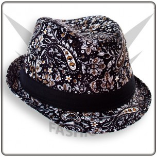 Streetwear Trilby Hut in Schwarz mit Ornamenten