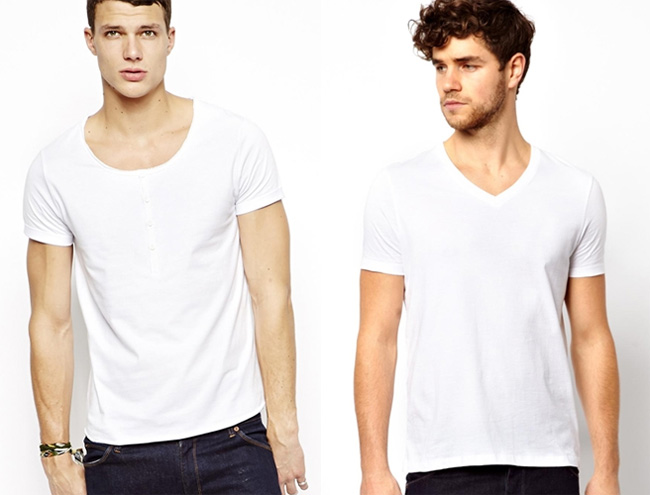 weißes t shirt herren v ausschnitt rundhals fashion shop