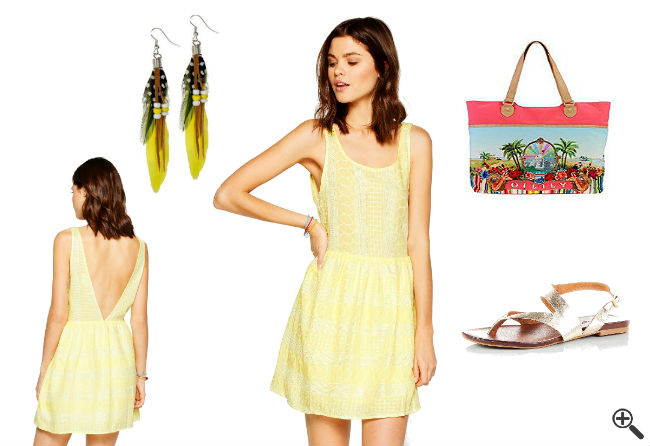 Gelbes Kleid mit tiefem Rückenausschnitt + Beach Outfit Ideen
