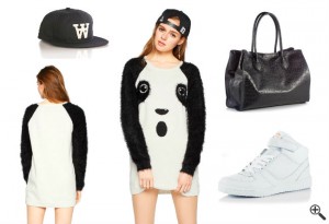 Panda Outfit Schöne Ausgefallene Kleider Weiß Kurz