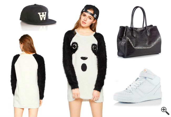 Schöne Ausgefallene Kleider in Weiß & Kurz + Panda Outfit