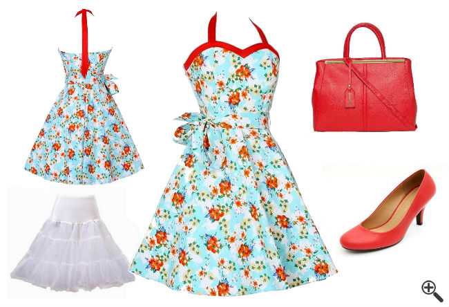 Günstige Rockabilly Pin up Kleider mit Petticoat im Vintage Outfit