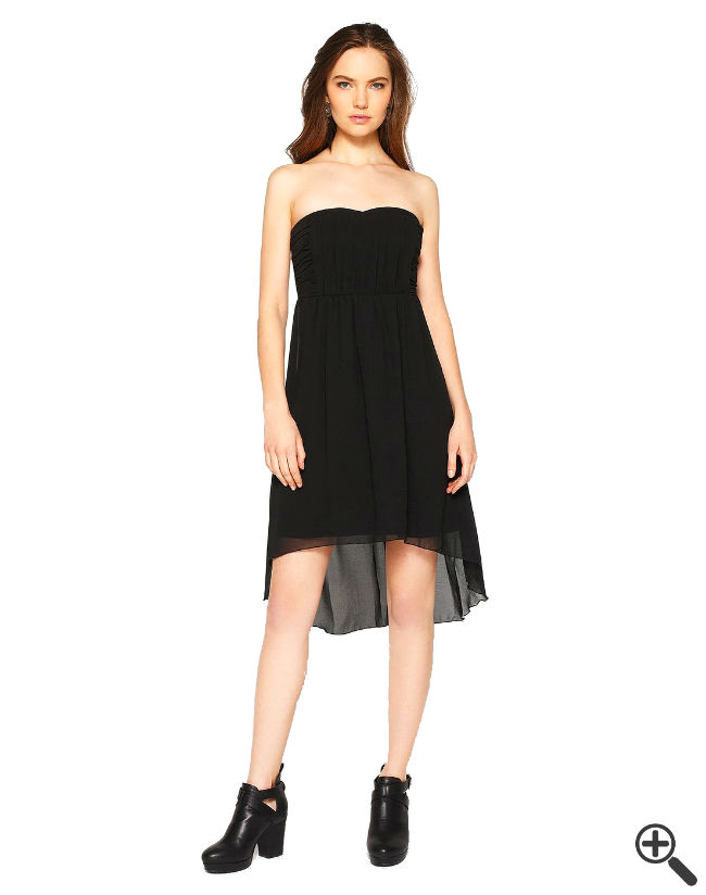 Trägerloses Kleid vorne kurz hinten lang schwarz Sommer Outfit