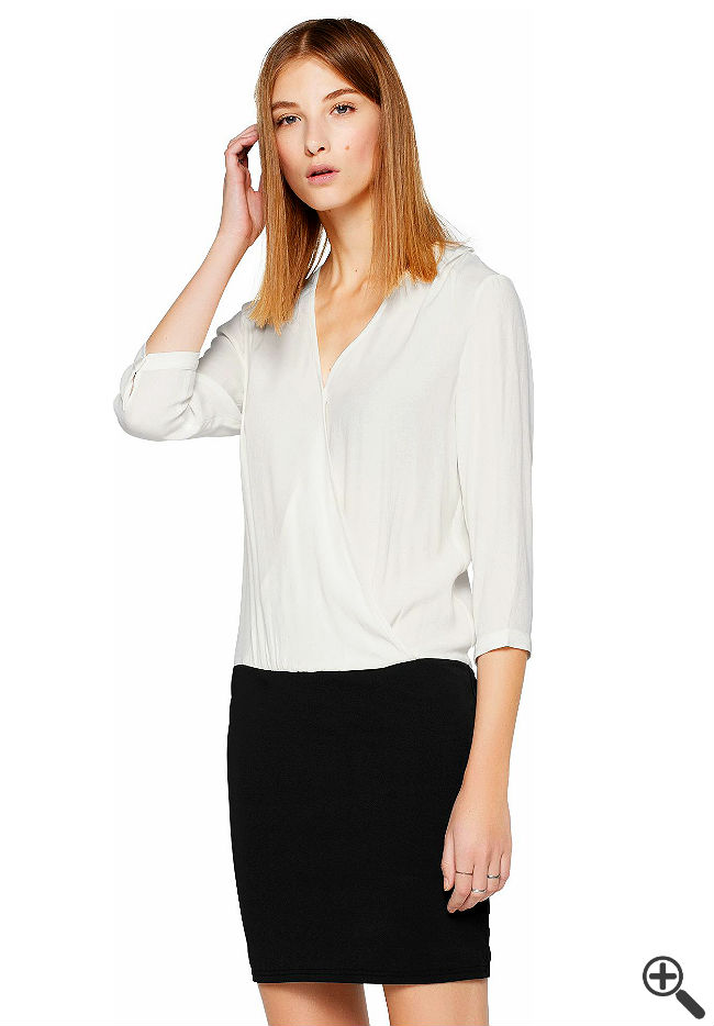 Blusenkleid schwarz weiß Business Outfit Tipp
