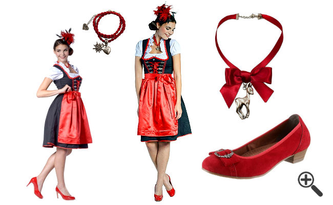 Dirndl Outfit Dirndl Schwarz Rot