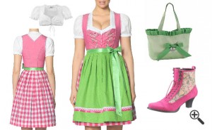 Dirndl Outfit Dirndl grün pink