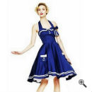 Damen Marine Kleid mit Petticoat Marineblaues Kleid im Marine Look